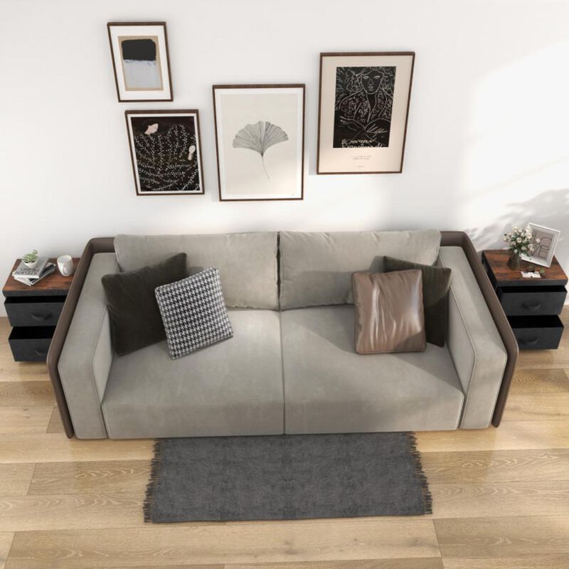 Hivvago 2-Drawer Nightstand with Removable Fabric Bins and Pull Handles Set of 2