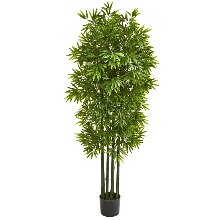 Hivvago 64 Inches Bamboo Artificial Tree with Green Trunks UV Resistant (Indoor/Outdoor)