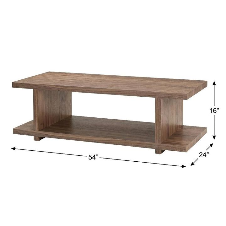 Starlight Canyon Home Brown Walnut Veneer Coffee Table with Matte MDF Frame and Open Storage
