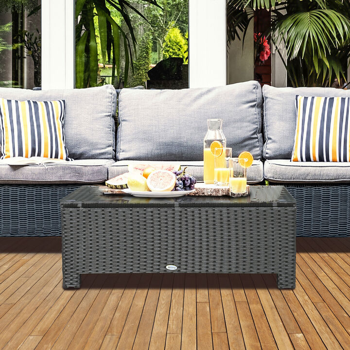 Hivvago Hand-Woven Rattan Coffee Table for Patio & Garden
