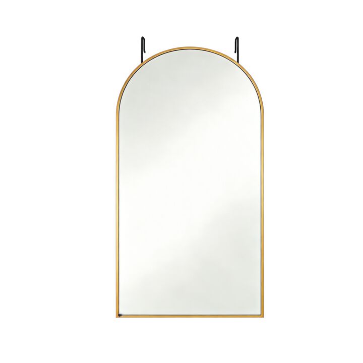 HomeRoots 47" Gold Aluminum Arch Over the Door Framed Accent Mirror