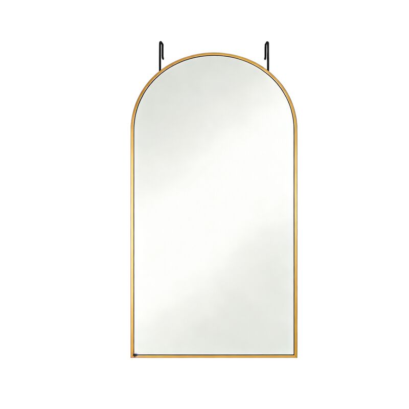 HomeRoots 47" Gold Aluminum Arch Over the Door Framed Accent Mirror image number 0