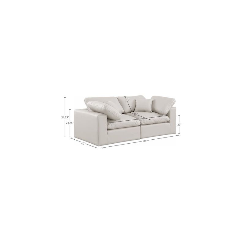 Meridian Furniture Comfy Cream Vegan Leather Modular Sofa