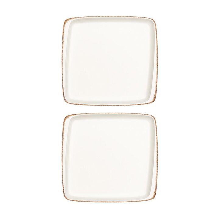 Retro 8.5" x 8" Square Decorated Porcelain Plate (Set of 2)