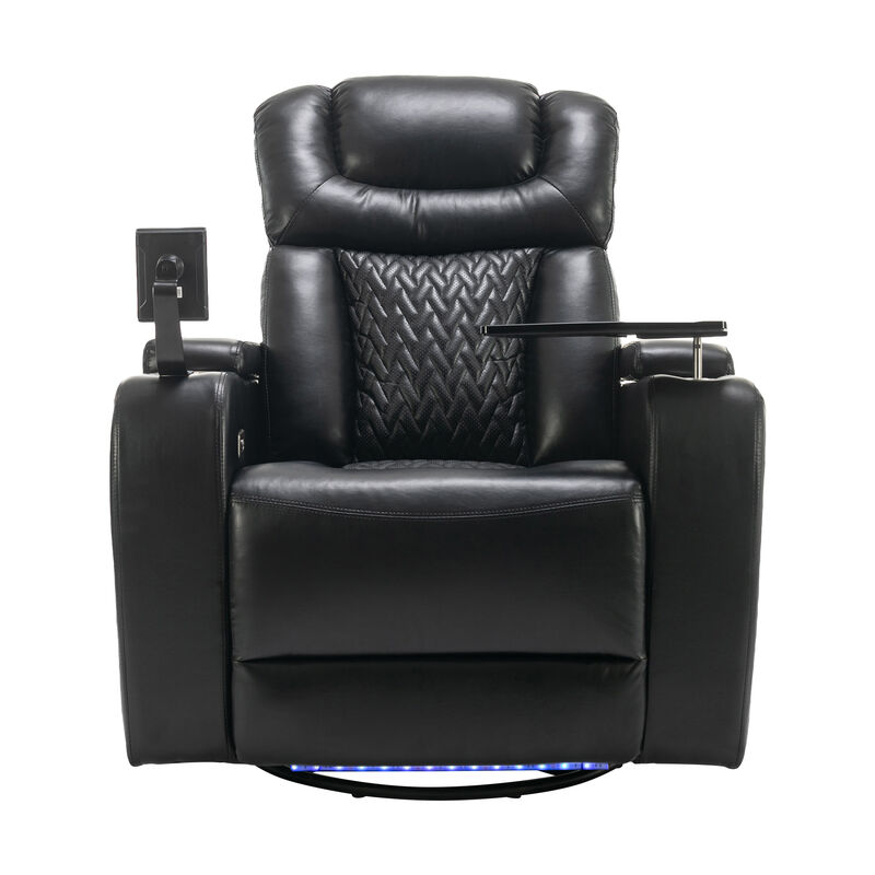 270 Degree Swivel PU Leather Power Recliner Individual Seat Home Theater Recliner image number 8