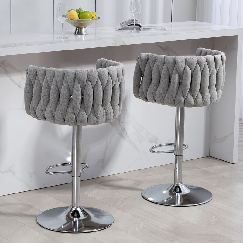 Streamdale 360 Swivel Bar Stools with Woven Back & Footrest (Set Of 2)