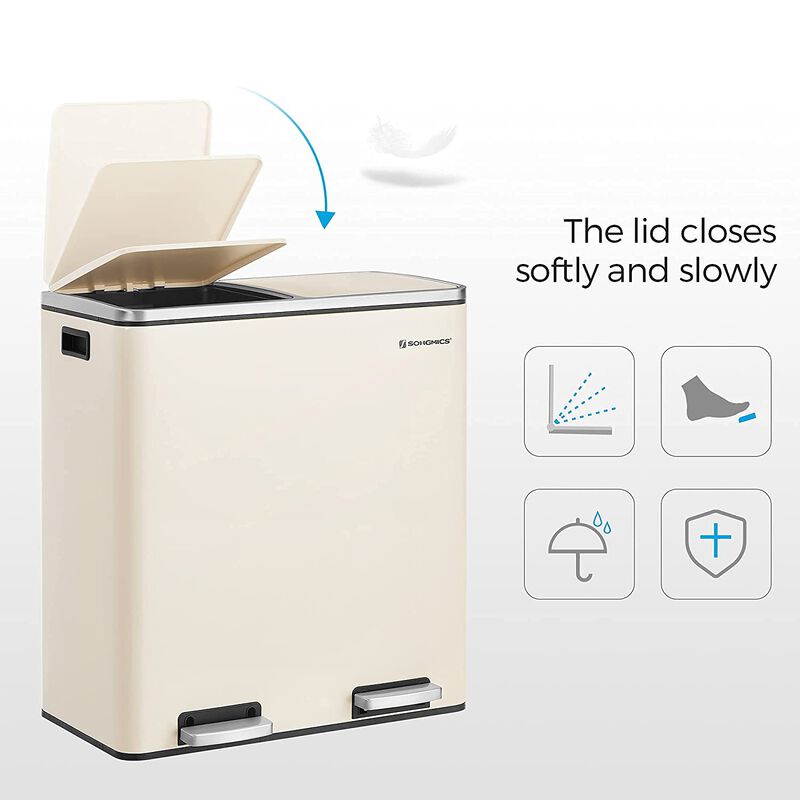 2 x 8 Gallon Black Dual Trash Garbage Can with Lid