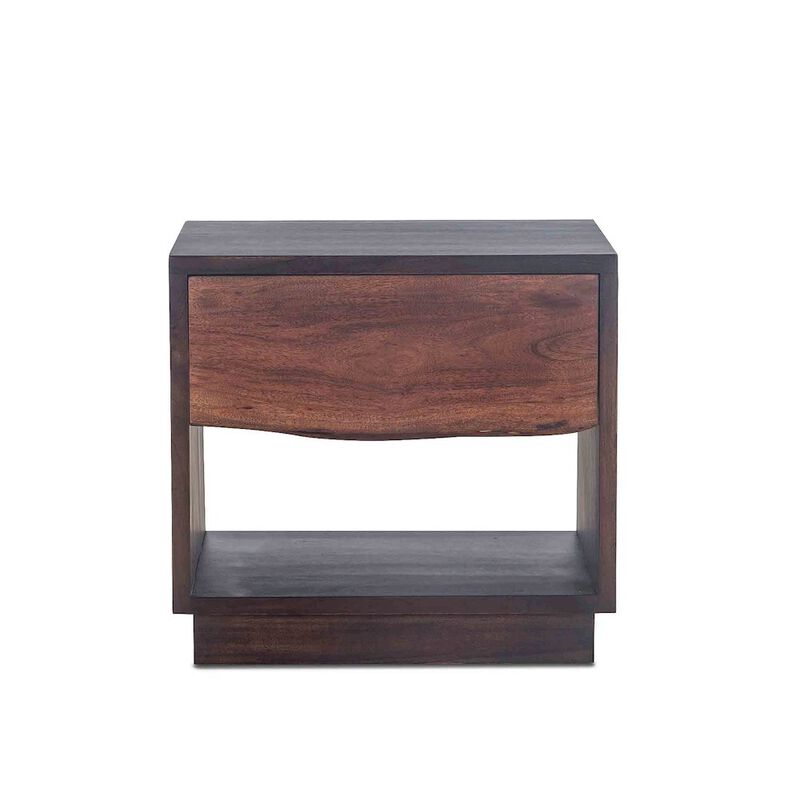 World Interiors Palermo 24-Inch Acacia Wood Live Edge Night Chest in Raw Walnut Finish