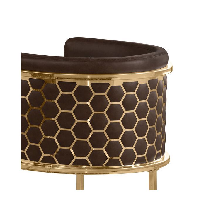 Best Quality Furniture Leather-Aire Side Chairs with Honeycomb Gold Chrome Set of 2