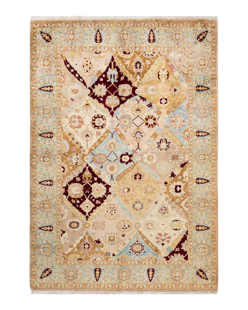 Eclectic, One-of-a-Kind Hand-Knotted Area Rug  - Ivory, 6' 2" x 8' 10"