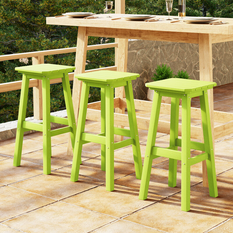 WestinTrends 29" HDPE Outdoor Patio Square Bar Stools Set of 3