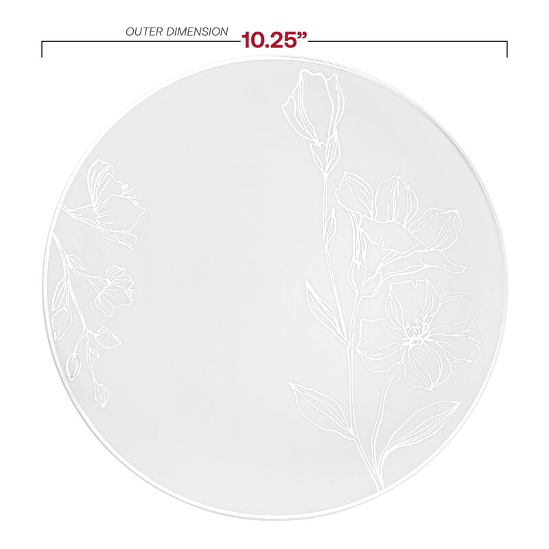 White with Silver Antique Floral Round Plastic Dinnerware Value Set (40 Sets) image number 2