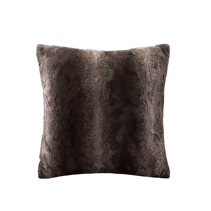 Gracie Mills Shawn Faux Brushed long Fur Square Pillow