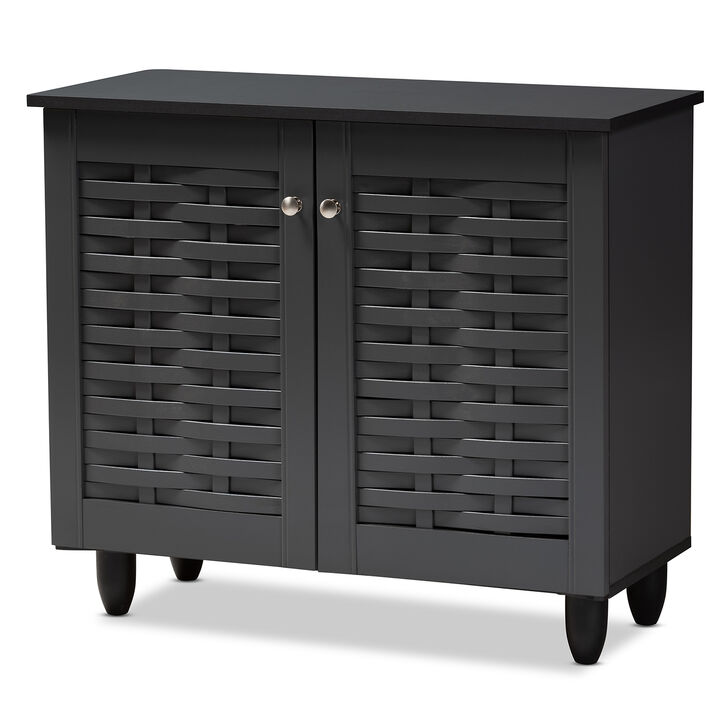 Baxton Studio Winda Modern Dark Gray 2 Door Wooden Entryway Shoe Storage Cabinet