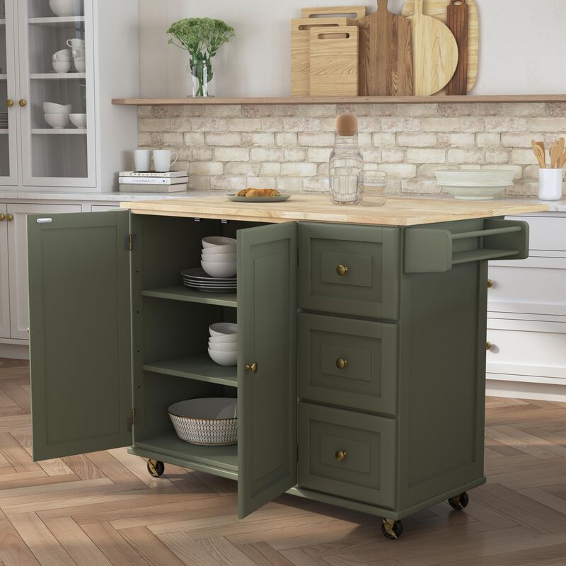 Dolly Madison Sage Drop Leaf Kitchen Cart