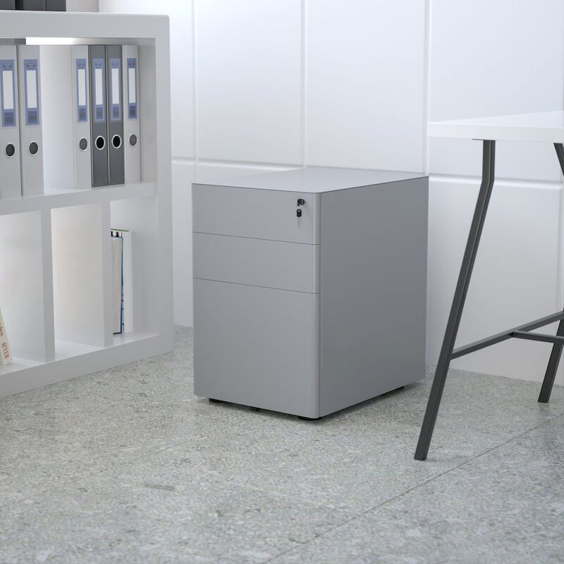 Flash Furniture 3-Drawer Mobile Locking Filing Cabinet with Anti-Tilt Mechanism, Gray image number 9
