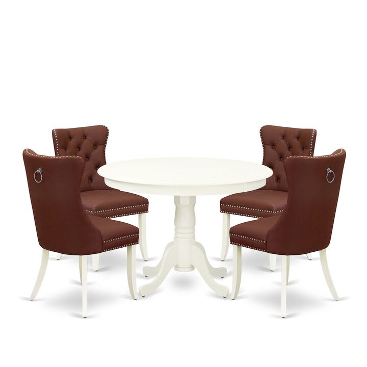 5 Piece Dinette Set for Small Spaces Contains a Round Dining Table