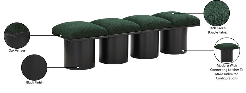 Meridian Furniture Pavilion Green Boucle Fabric Bench