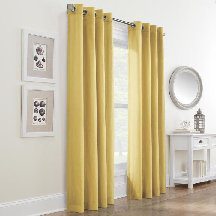 Habitat Harmony Light Filtering Crinkled Texture on Supple Drapeable Flowing Fabric Grommet Curtain Panel 52" x 63" Yellow