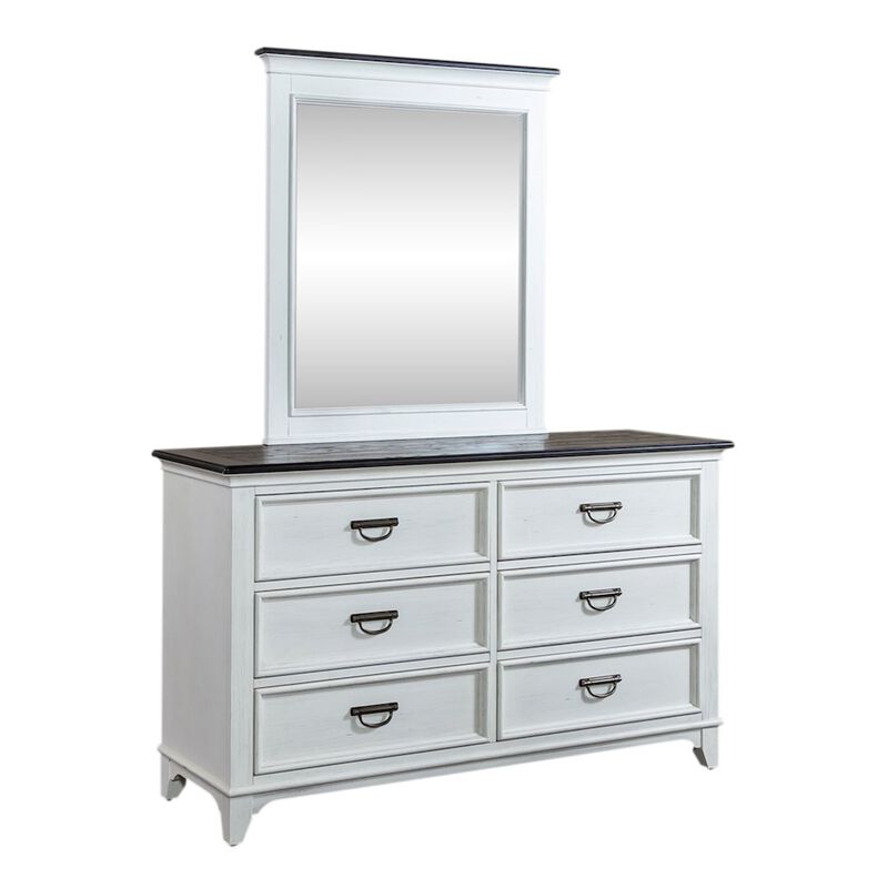 Liberty Furniture Dresser & Mirror in Poplar & Rubberwood Solids w/ Cathedral White Oak Tops image number 0