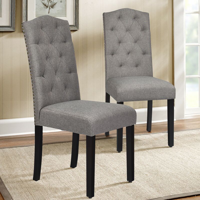 Set of 2 Tufted Upholstered Dining Chairs