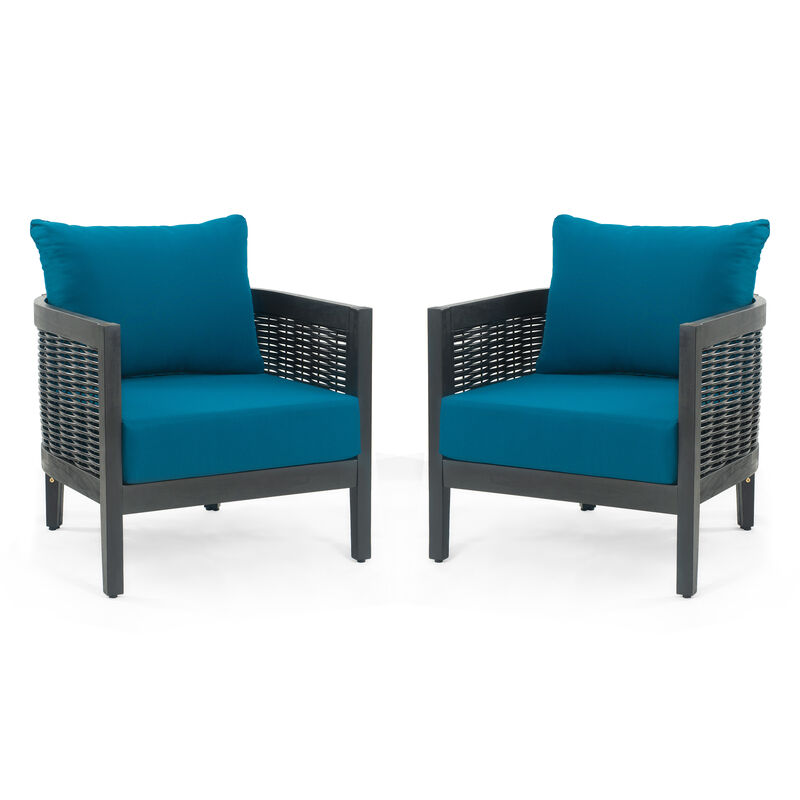 Merax Outdoor Acacia Wood Wicker Club Chair with Cushions