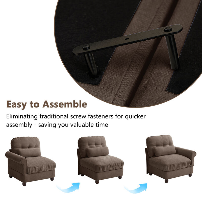 Juspep Mid Century Modern Chenille 3‑Seater Modular Sofa image number 7