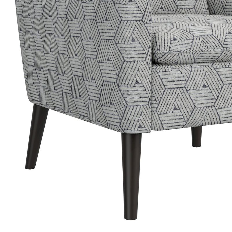 HL Home Furnishings Mid-Century Modern Armchair in Gray and Cream Honeycomb