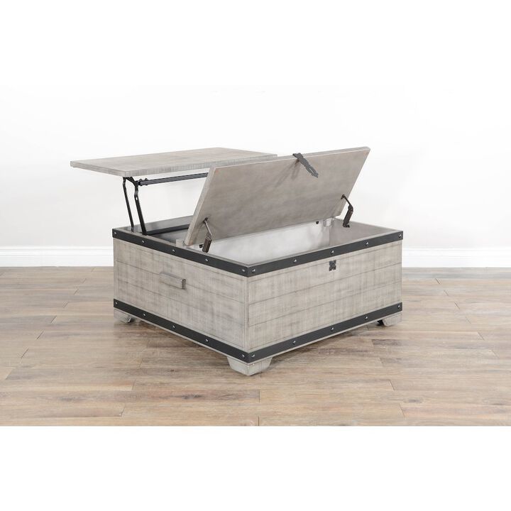 Sunny Designs Mahogany Wood Coffee Table with Lift Top and Casters - Alpine Gray