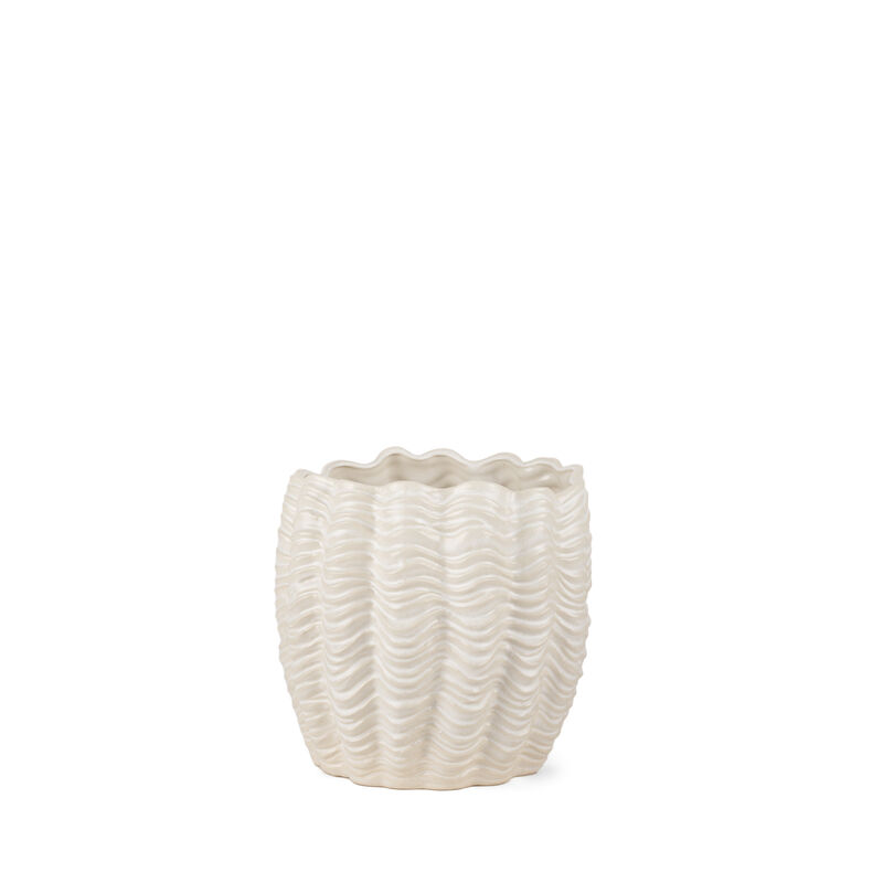 HomeRoots 11" Cream Ceramic Sculptural Waves Table Vase image number 0