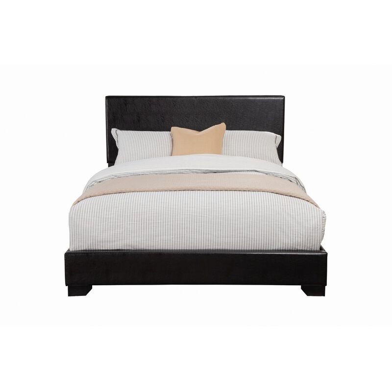 Contemporary Style Leatherette California King Size Panel Bed, Black-Benzara image number 2