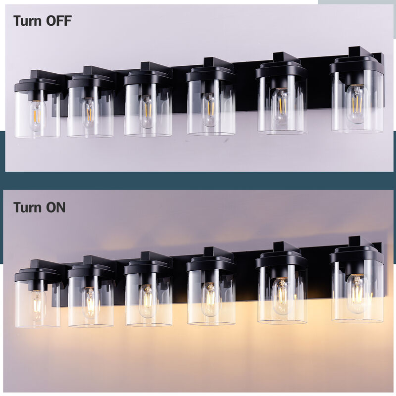 37.5 in. 6-Light Black Wall Sconce with Glass Shade image number 3