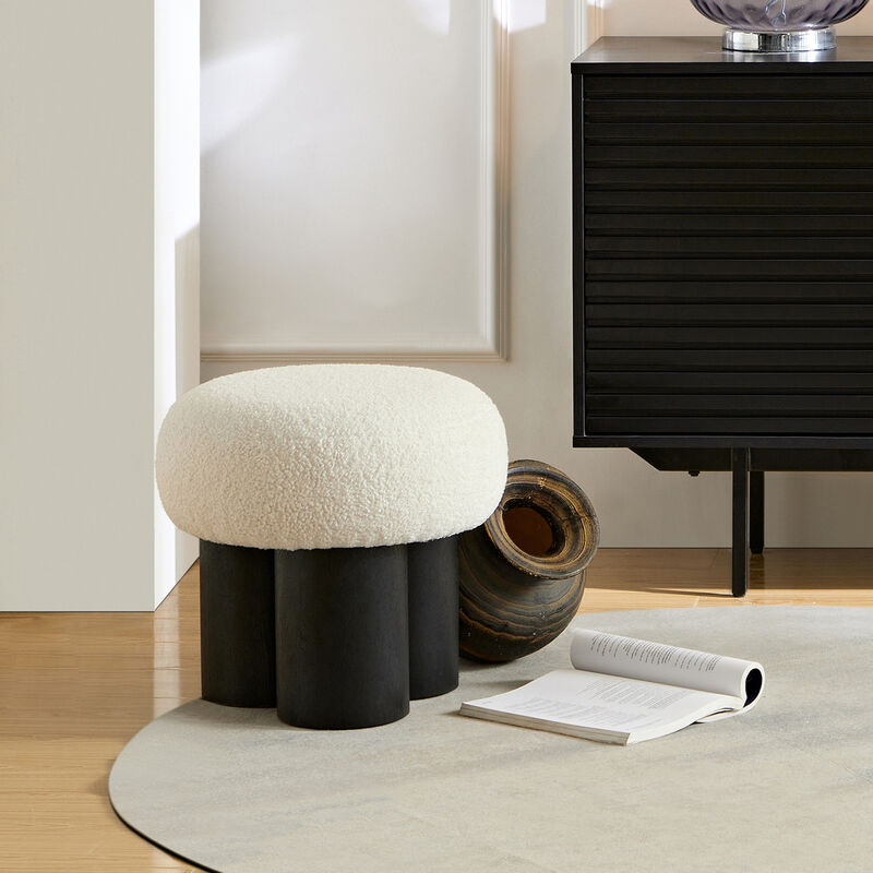 GOODSILO Versatile Mushroom Stool with Plush Wool Seat - Compact Multi-Functional Footrest and Accent Furniture Piece image number 1