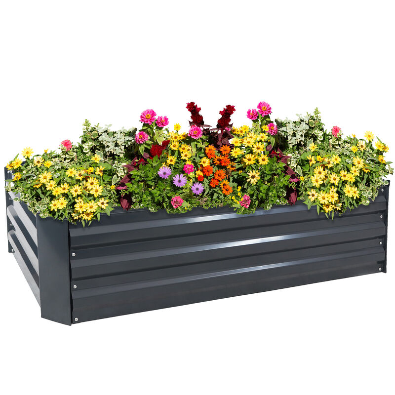 Sunnydaze Galvanized Steel Rectangle Raised Garden Bed