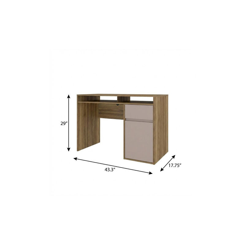 HomeRoots 43" Walnut and Gray Wood Pedestal Computer Desk image number 6