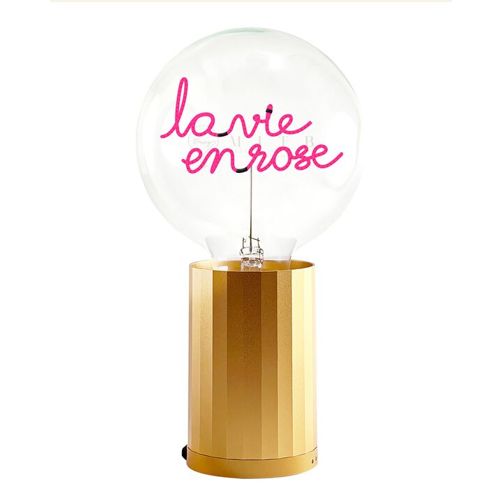 Bulb LA VIE EN ROSE Red with Base Table Lamp PORTABLE Rose Gold