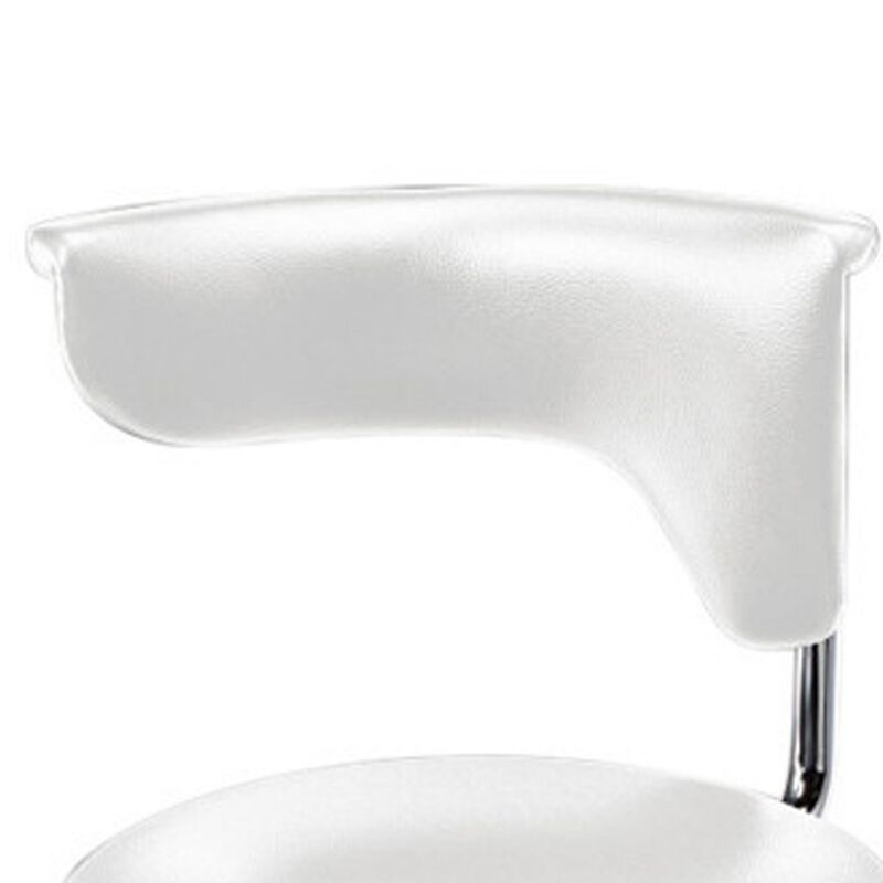 Flax 22-32 Inch Adjustable Counter Height Stool, Vegan Faux Leather, White - Benzara