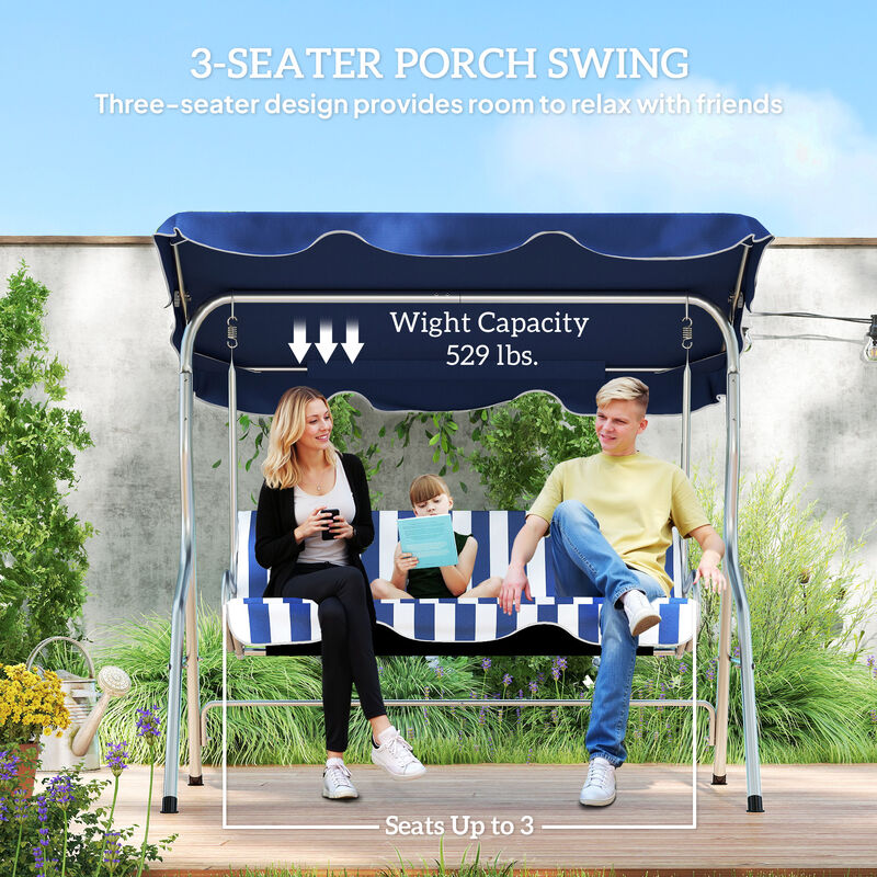 Hivvago 3-Person Porch Swing with Adjustable Canopy image number 3