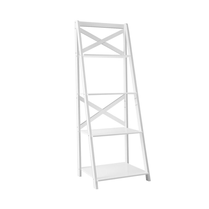 4-tier Leaning Free Standing Ladder Shelf Bookcase
