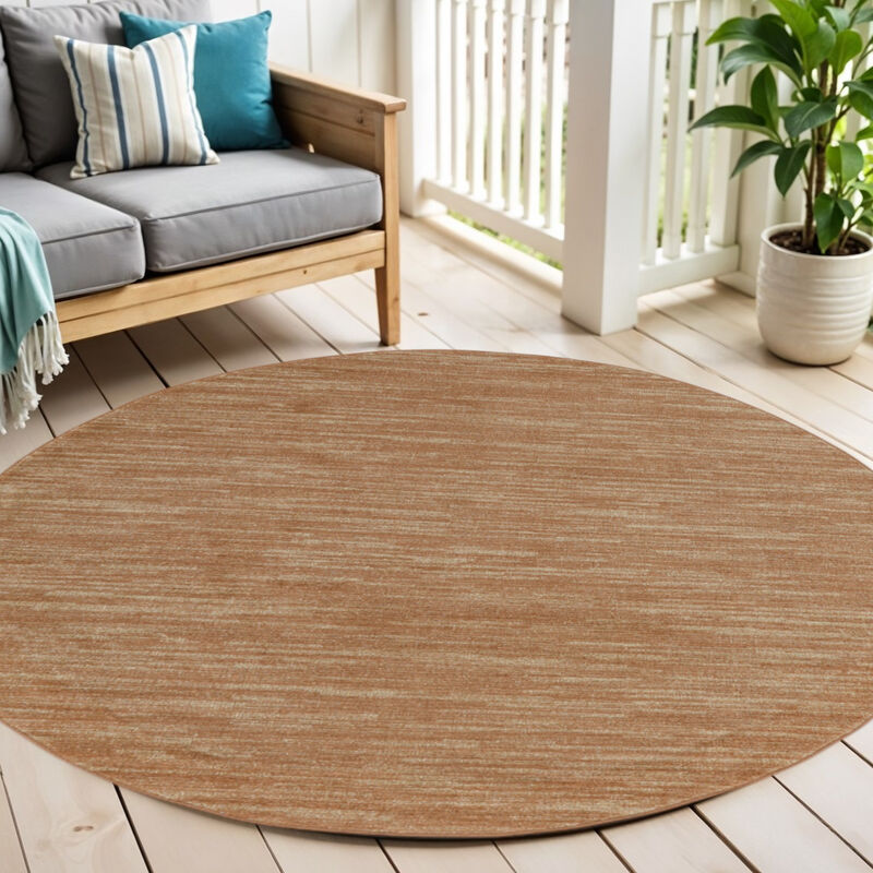 HomeRoots Round Abstract Indoor Outdoor Area Rug image number 1