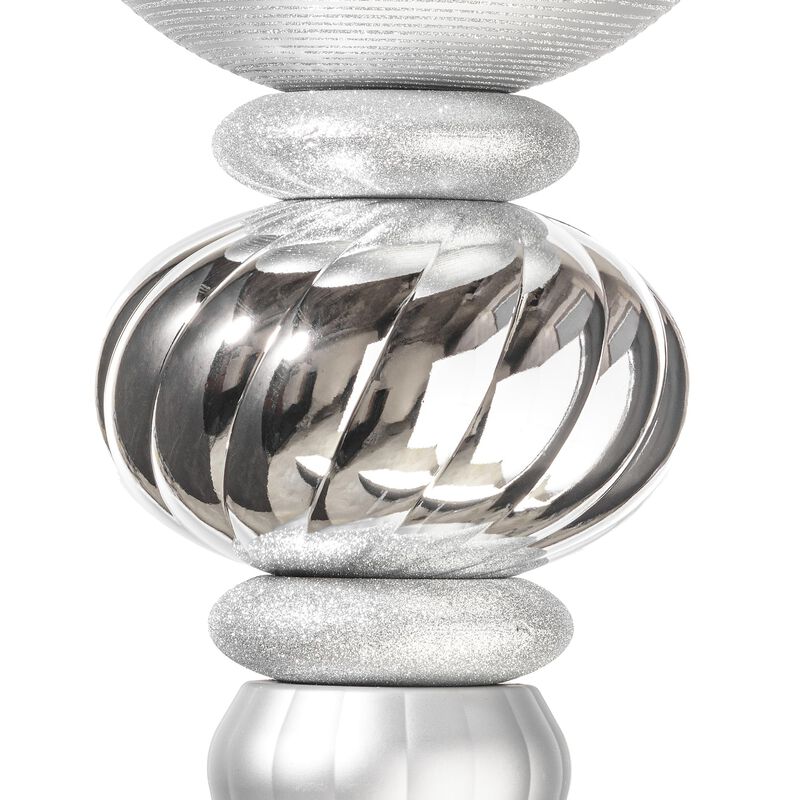Vickerman 62" Finial Christmas Ornament with Shiny, Matte, and Glitter Finishes, Shatterproof Plastic, Holiday Christmas Tree Decoration, Silver image number 4