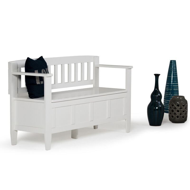 Brooklyn SOLID WOOD 48 inch Wide Contemporary Entryway Storage Bench in White