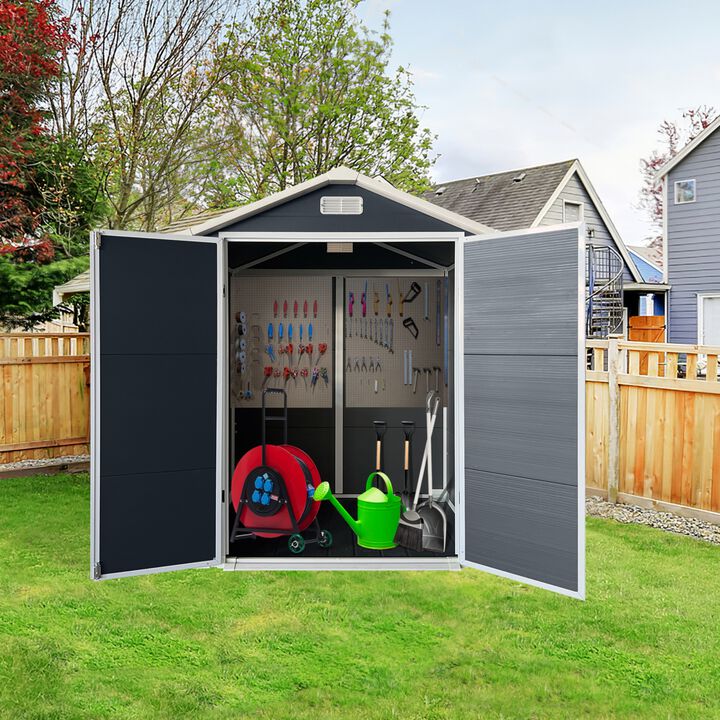 Plastic Outdoor Storage Shed with Floor & Lockable Door