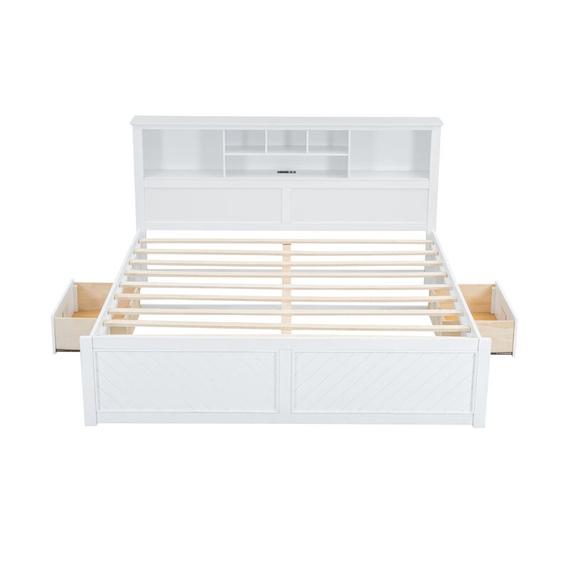 Merax Wood Platform Bed with Multi-storage Headboard