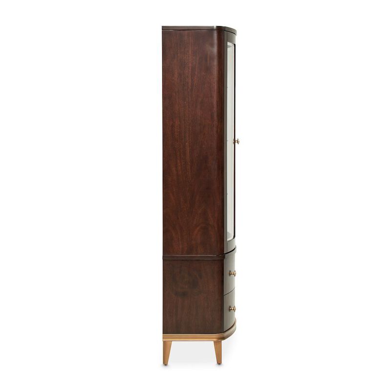 Michael Amini Camellia Field Display Cabinet - Warm Pecan