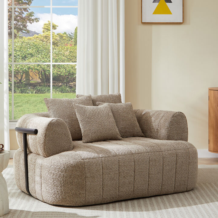 Merax Compressed Foam Lounge Chair with 4 Pillows & Metal Support &ndash; 64" Oversized Seat