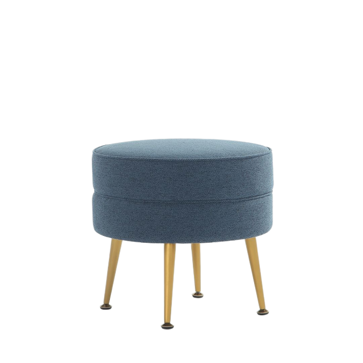 Bailey Blue and Gold Ottoman