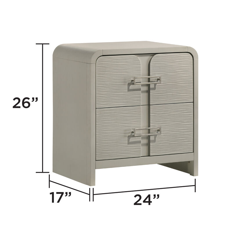 Aria Nightstand with 2 Wave-Front Drawers, Waterfall Edge and Chrome Pulls image number 7