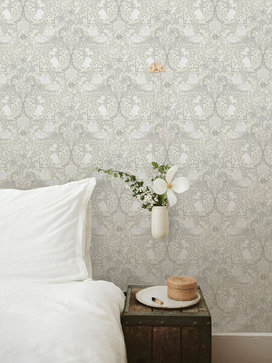 Froso Light Grey Garden Damask Wallpaper