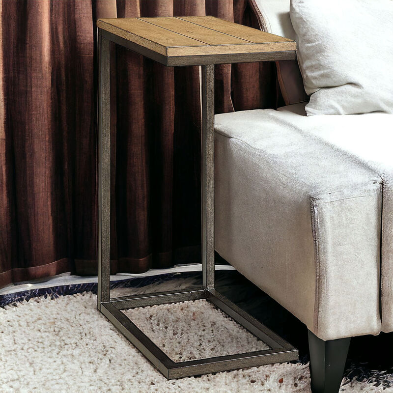 Rustic Solid Wood Rectangular Side Table, Functional Table for Sofa or Bedside